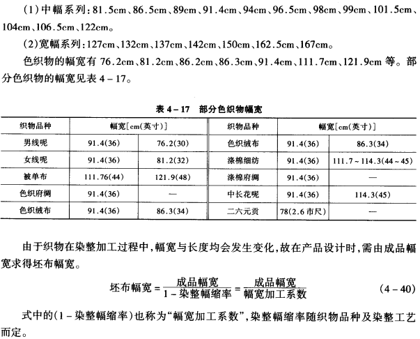 织物的幅宽