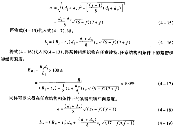 不同组织任意结构相织物的紧度与紧密率