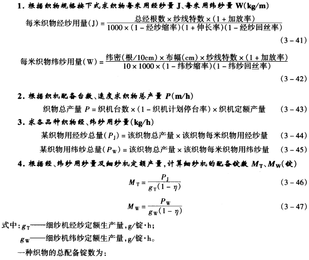 纱锭分配计算